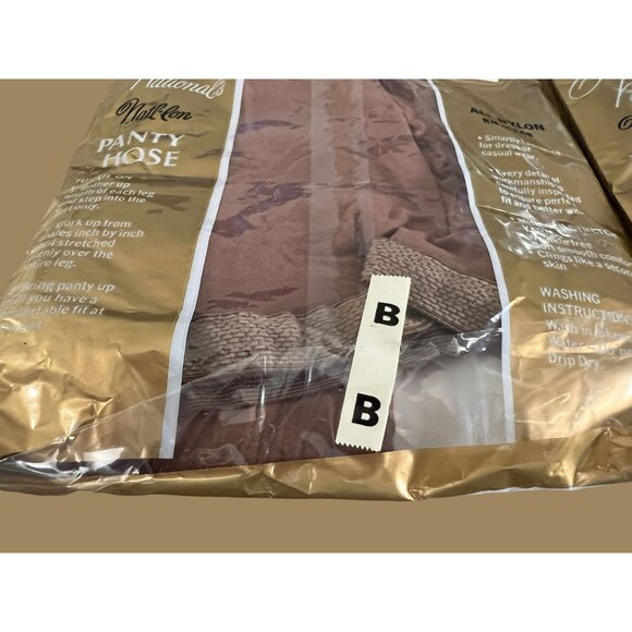 Vtg 2 pr Nationals Panty Hose Miracle Stretch 82% nylon 18" spandex Sz B NEW NOS - Picture 4 of 4